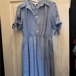 Monteau Navy and White Striped Blouse